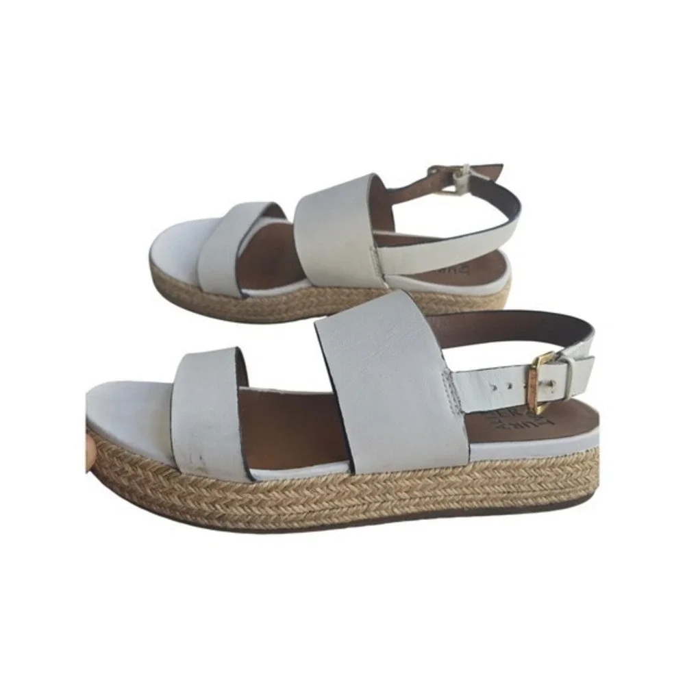 Naturalizer Jaycie Platform Espadrille Sandals White Leather‎ Women's Size 9.5M